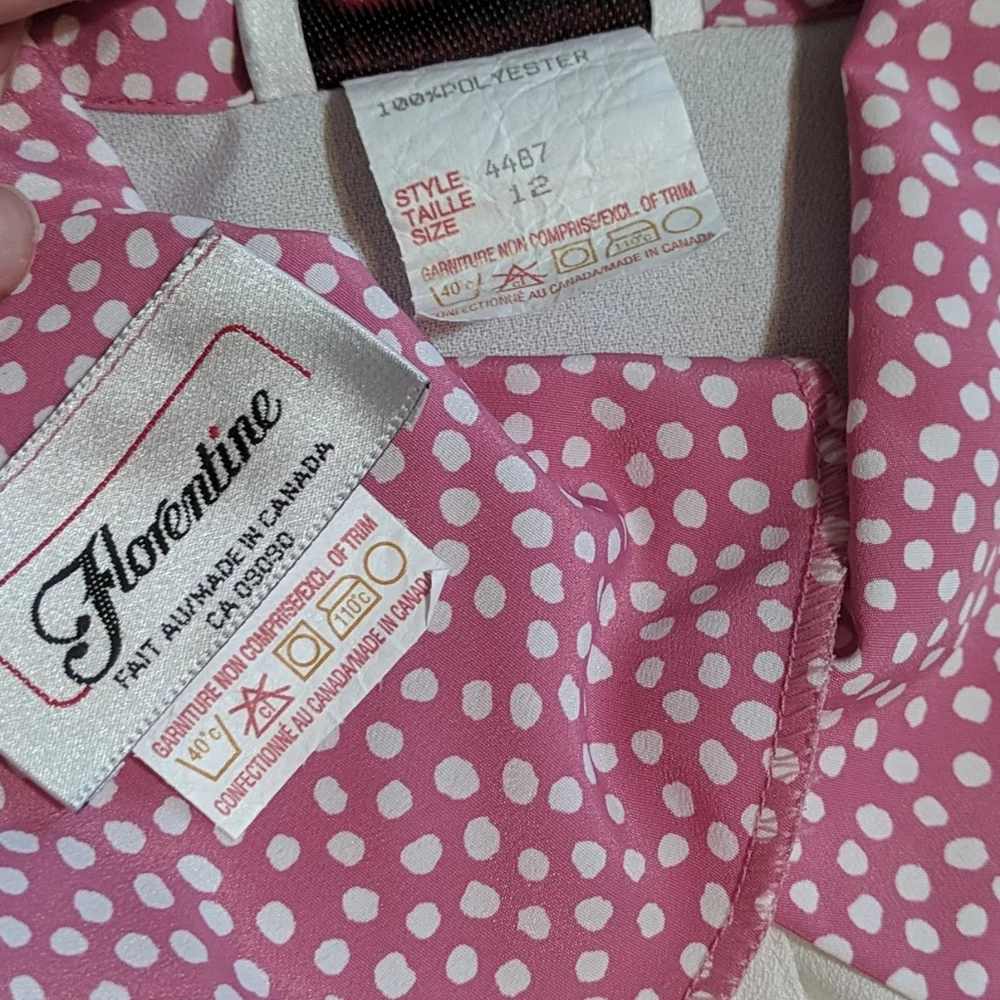 Vintage Florentine Pink Polka Dot Dress With Matching Jacket 12 (fits M) - Picture 14 of 16